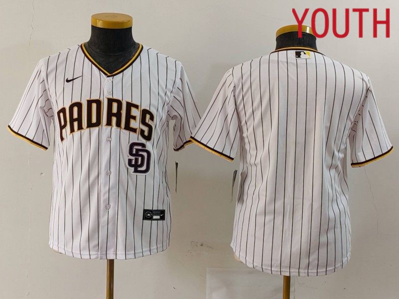 Youth San Diego Padres Blank White stripe Game 2024 Nike MLB Jersey style 2->youth mlb jersey->Youth Jersey